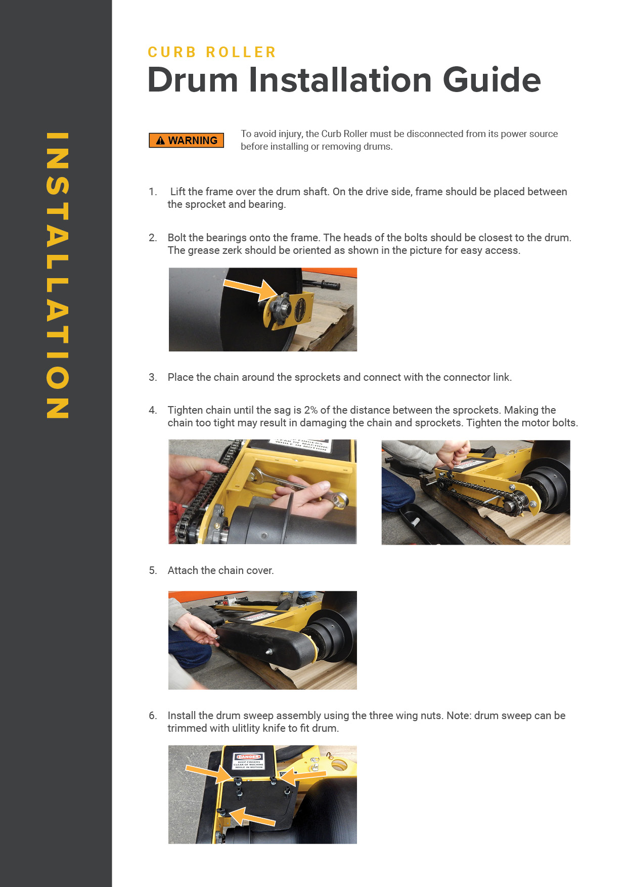 Curb Roller drum installation guide